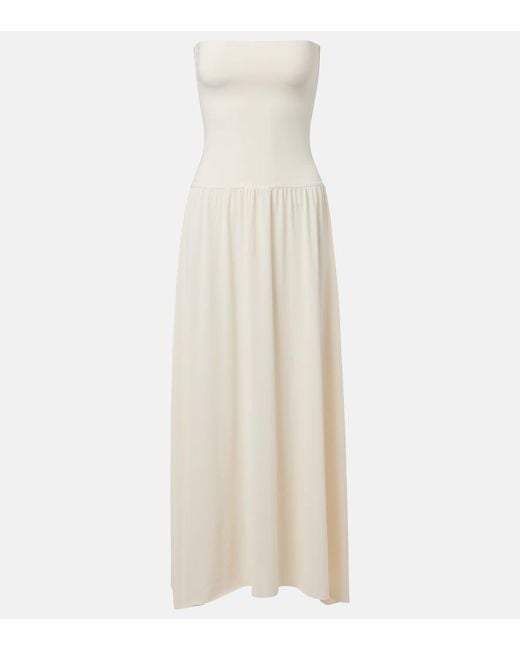 Eres White Oda Strapless Crepe Jersey Maxi Dress