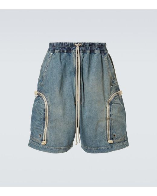 Rick Owens Blue Drkshdw Cotton Shorts for men
