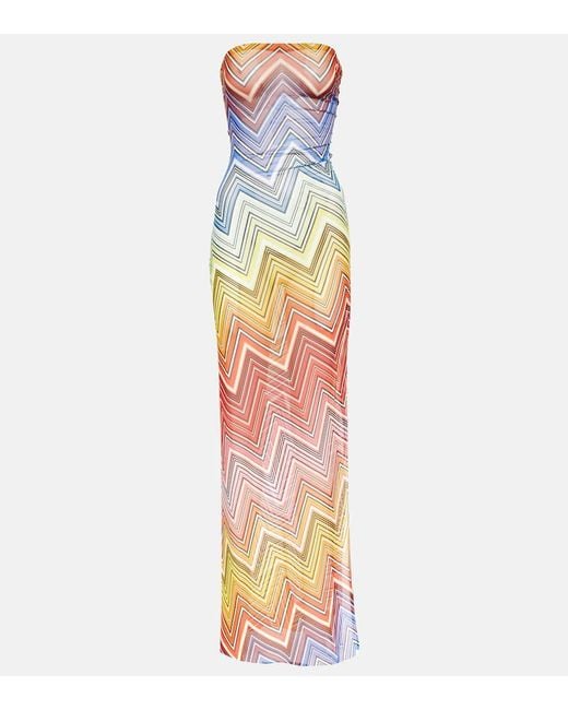 Vestido de playa sin tirantes en zigzag Missoni de color Multicolor