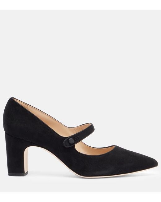 Manolo Blahnik Black Campariba Suede Mary Jane Pumps