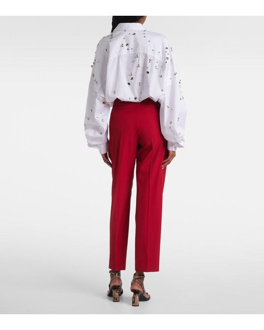 Dries Van Noten Red Wool Slim Pants