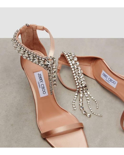 Jimmy Choo Pink Sandalen Verity 100 Aus Satin Mit Kristallen