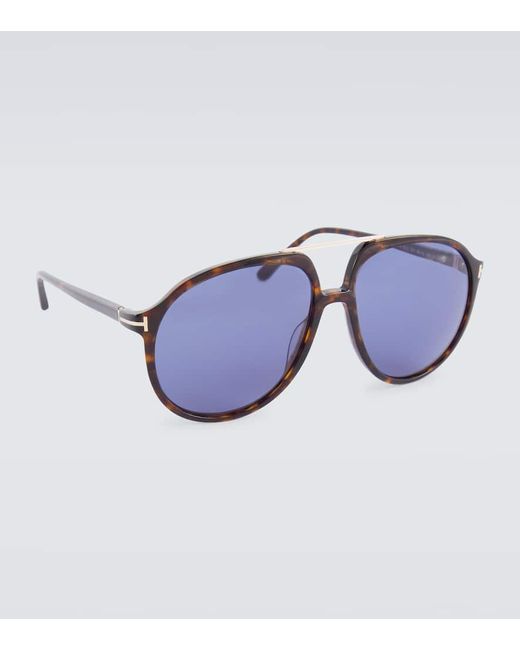 Gafas de sol de aviador Archie Tom Ford de hombre de color Blue
