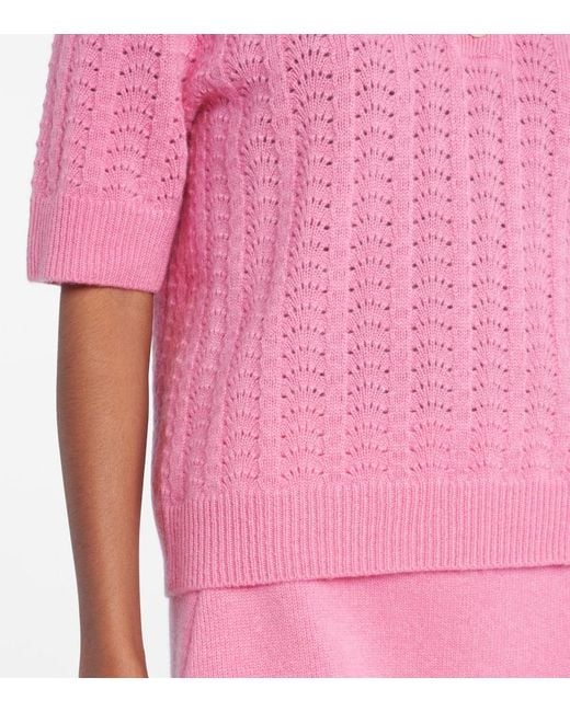Lisa Yang Pink Masy Cashmere Polo Sweater