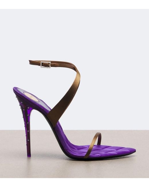 Saint Laurent Purple Ivresse Embellished Quilted Satin Sandals