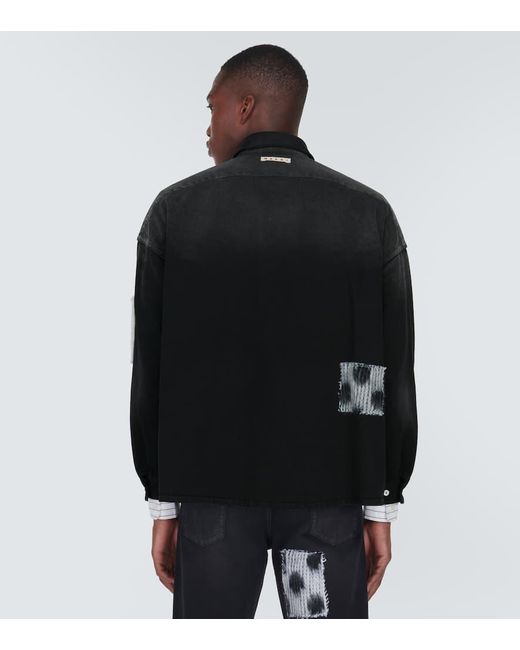 Camisa de algodon con patchwork Marni de hombre de color Black