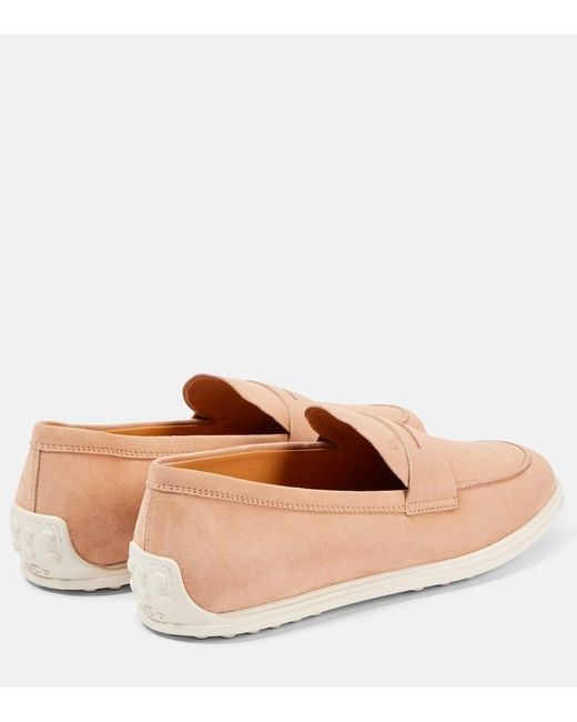 Tod's Natural Gommino Suede Loafers