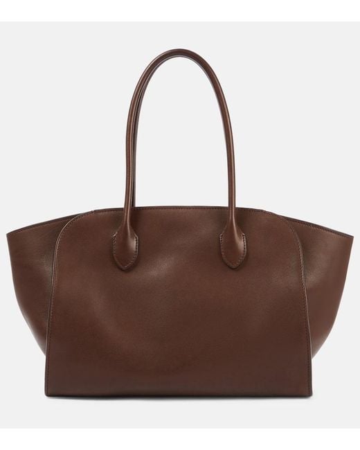 The Row Brown Marlo 12 Leather Tote Bag