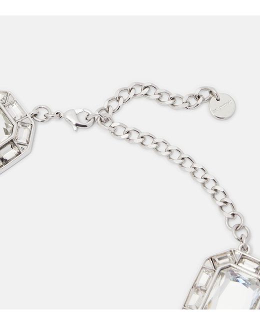 Self-Portrait White Crystal-Embellished Choker