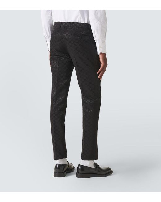 Gucci Black Gg Cotton-Blend Straight Pants for men