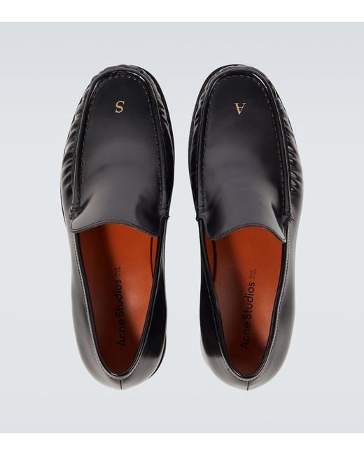 Acne Black Leather Loafers for men