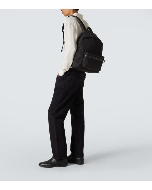 Saint Laurent Black City Leather-Trimmed Ripstop Backpack for men