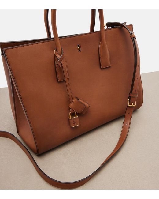 Saint Laurent Brown Sac De Jour Large Leather Tote Bag