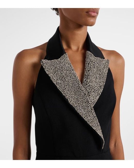 Rebecca Vallance Black Maxikleid Mit Kristallen