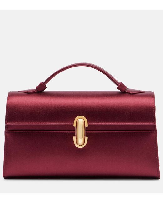 SAVETTE Red Symmetry Satin Clutch