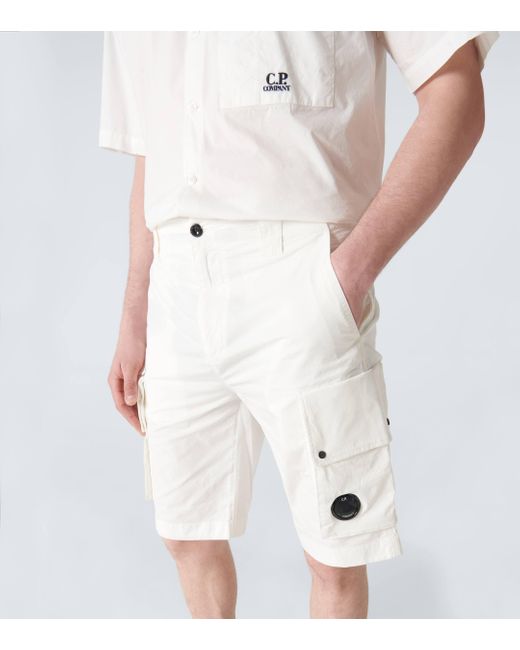 Short cargo en serge de coton melange C P Company pour homme en coloris White