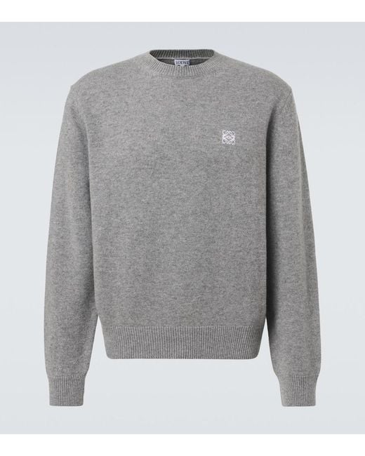 Loewe Gray Anagram Wool Sweater for men
