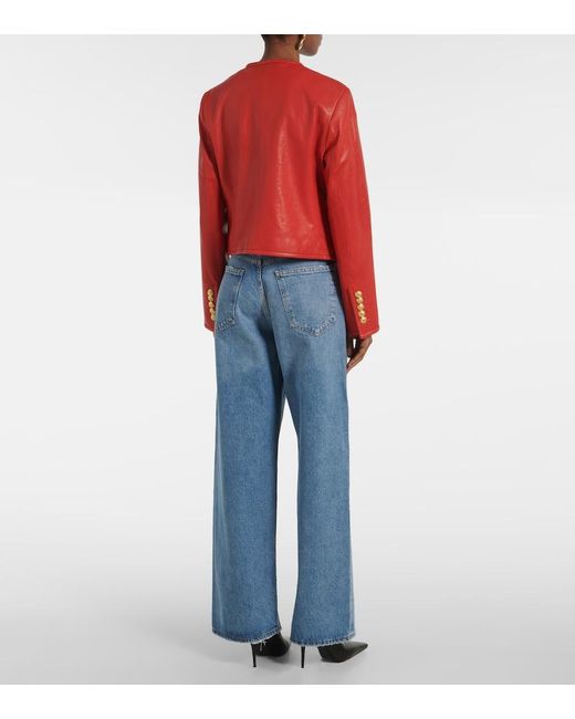Veronica Beard Red Andrea Leather Jacket
