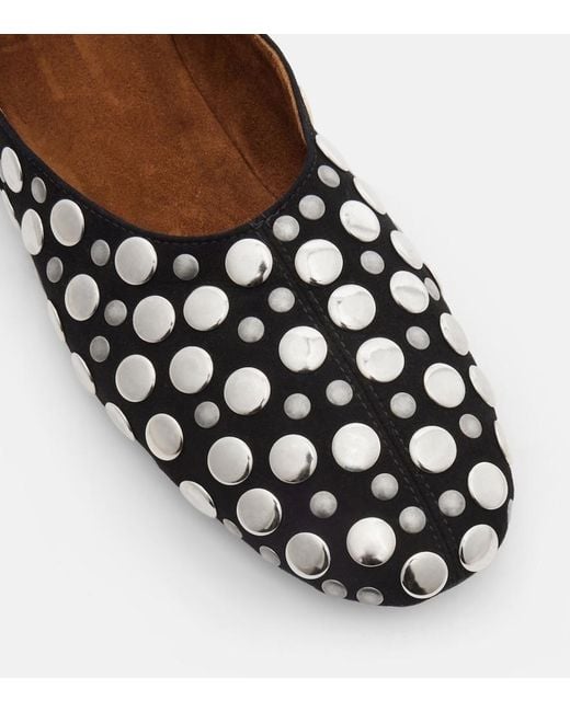 Khaite Black Jane Studded Suede Ballet Flats