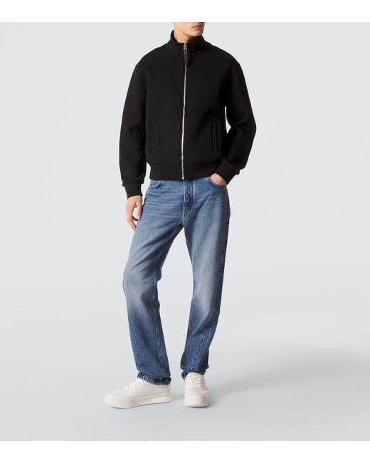 Givenchy Black Herringbone Cotton-Blend Zip-Up Sweater for men