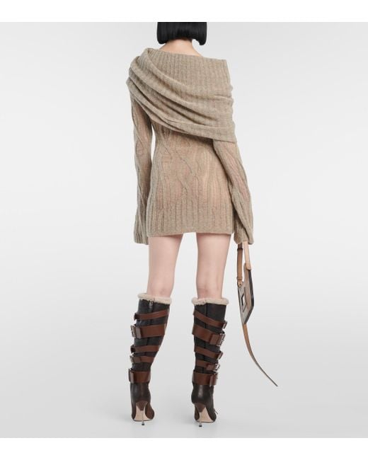 Jean Paul Gaultier Clavicle One-shoulder Long Sleeve Cable Stitch Virgin  Wool Blend Sweater Dress in Natural | Lyst Australia