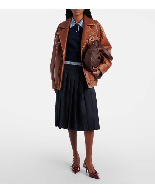Jupe Midi En Laine Miu Miu en coloris Blue