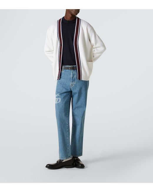 Gucci Blue Crewneck Regular-Fit Wool Jumper for men