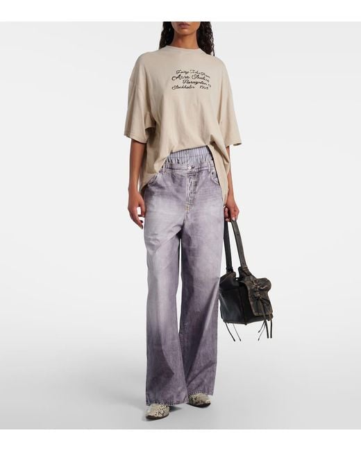 Acne Natural Logo Cotton Jersey T-Shirt