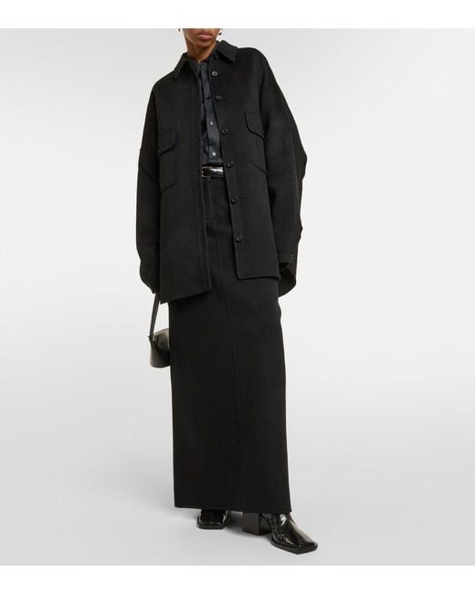 Frankie Shop Black Dallas Wool-Blend Shirt Jacket