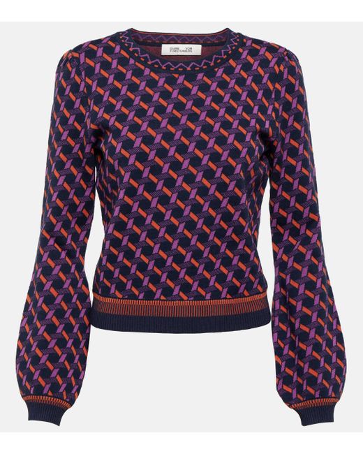 Diane von Furstenberg Purple Iggy Jacquard Sweater