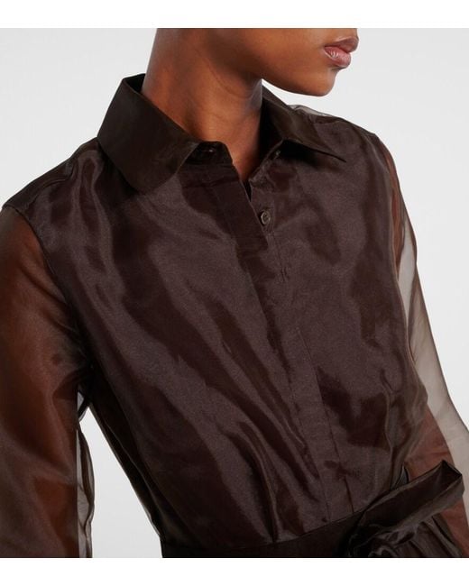 Jonathan Simkhai Brown Montgomery Organza Shirt Dress