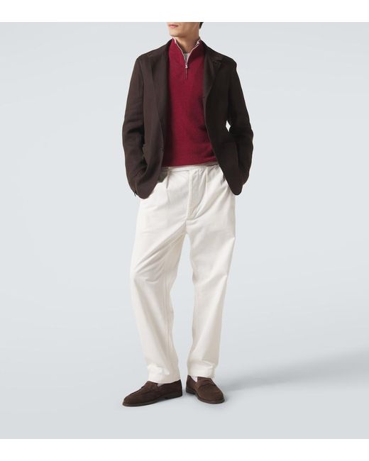 Eleventy Red Cashmere Half-Zip Sweater for men