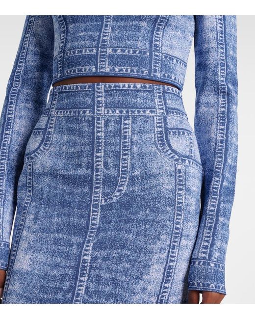 Balmain Blue Trompe L'Oeil Crop Top