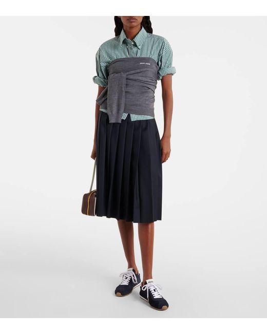 Miu Miu Gray Cropped-Pullover Aus Wolle