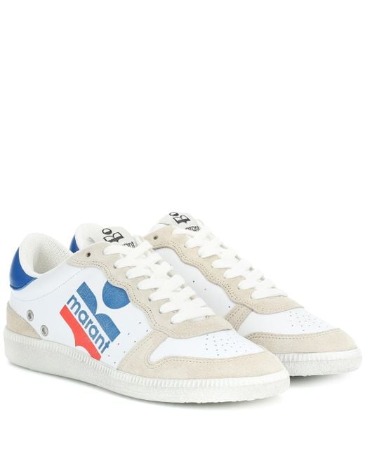Isabel Marant White Bulian Leather And Suede Sneakers