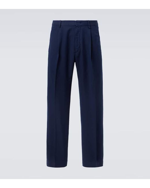 Slowear Blue Linen And Cotton Chinos for men