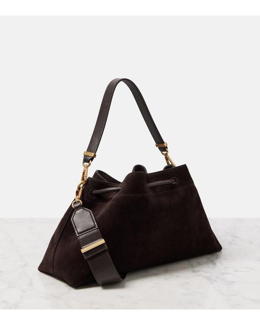 Jimmy Choo Black Bon Bon Small Suede Bucket Bag