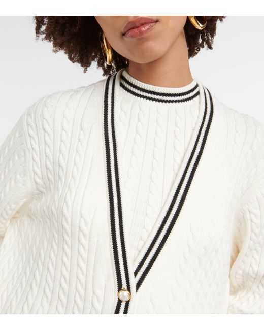 Alessandra Rich Natural Oversized Cable-knit Cotton Cardigan