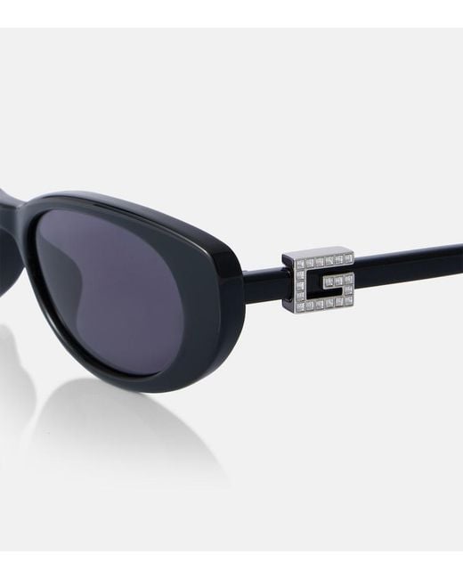 Gucci Blue Embellished Cat-Eye Sunglasses