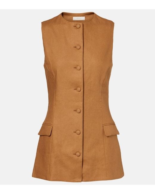 Faithfull The Brand Brown Jane Linen Vest