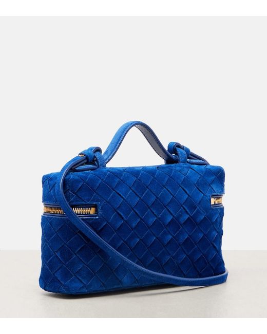 Bottega Veneta Blue Bang Bang Intrecciato Suede Vanity Bag