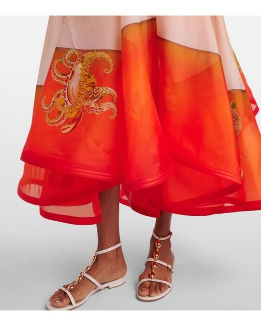 ALÉMAIS Orange Robe Neptuna Aus Seide