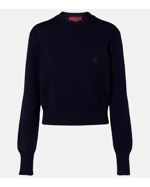 Gucci Blue Gg Cotton Sweater