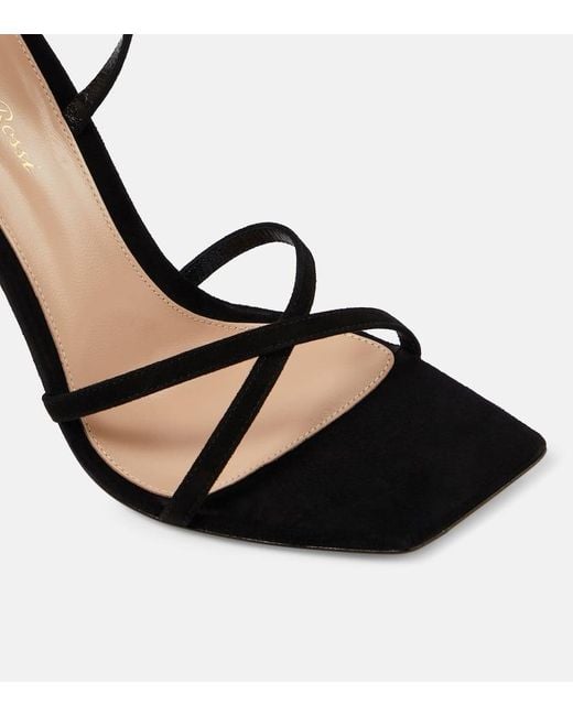 Gianvito Rossi Black Wonder Embellished Suede Sandals