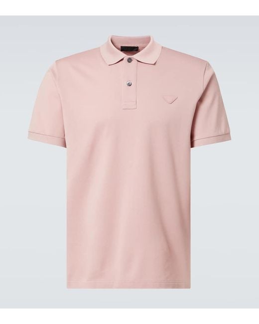 Prada Polohemd Aus Baumwoll-Pique in Pink für Herren