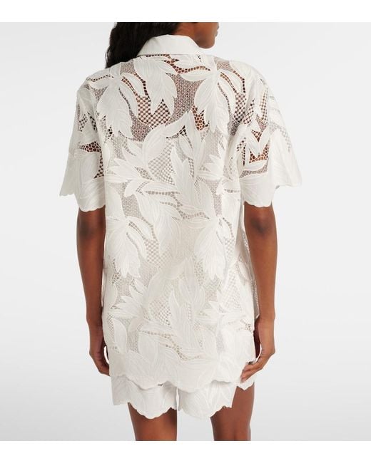 Erdem White Embroidered Mesh Shirt