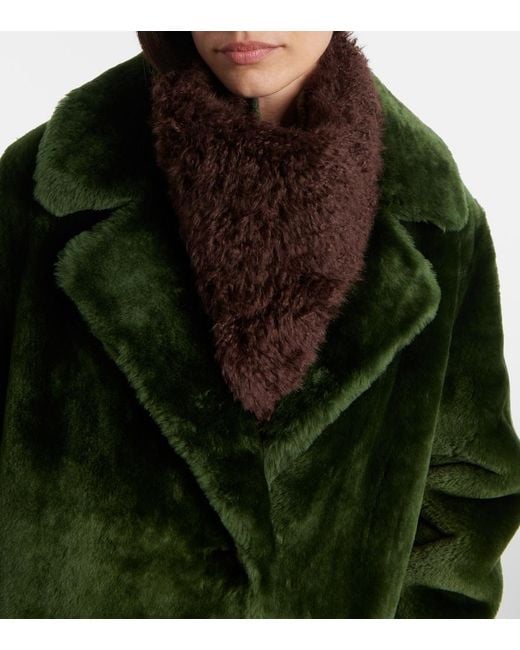 Yves Salomon Brown Shearling And Wool Scarf