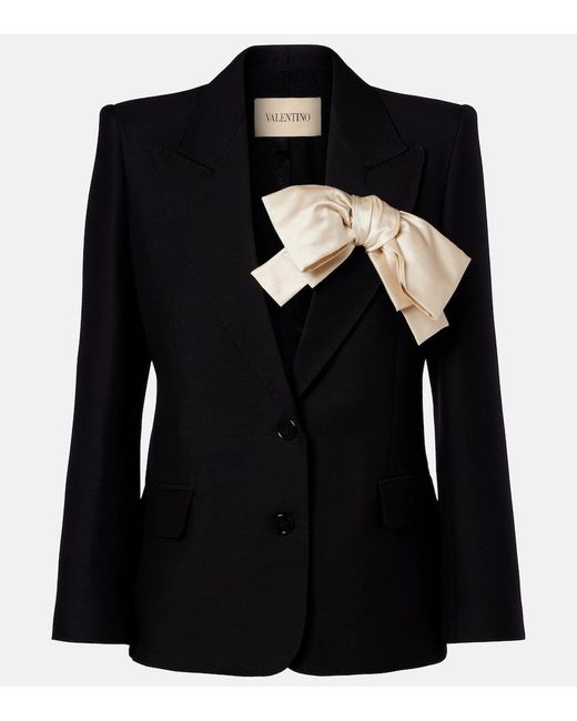 Valentino Black Crepe Couture Bow-Detail Blazer