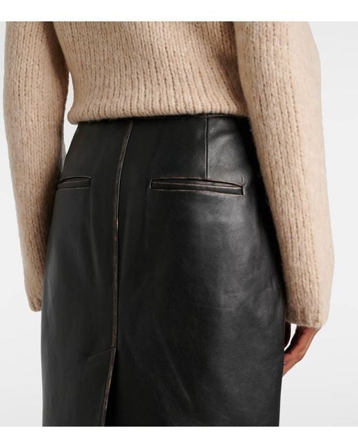 Vince Black Mid-Rise Leather Pencil Skirt