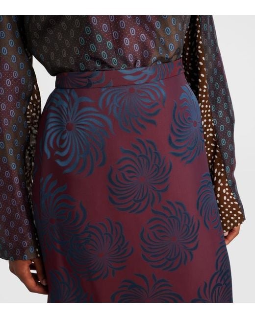 Dries Van Noten Blue Printed Midi Skirt